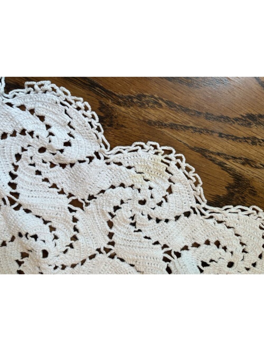 Vintage Handmade Crocheted White Lace Doily With Intricate Swirl Pattern - 23" - Picture 5 of 7